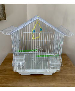 Parrot-Supplies House Roof Style Small Bird Cage - White